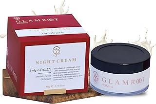 GLAMROOT Anti-Wrinkle Night Cream with Kumkumadi Oil, Mulberry Extract, Vitamin E & Niacinamide (Vitamin B3) (for Men/Women/Girls)