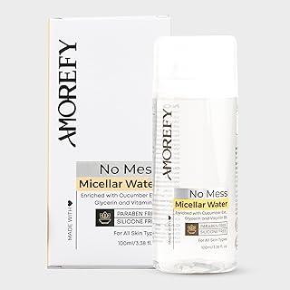 AMOREFY No Mess Micellar Water | Gentle Cleaner And Makeup Remover | Enriched With Cucumber Extract, Glycerin And Vitamin B5 | Paraben And Silicon Free | For All Skin Types | 100 ml