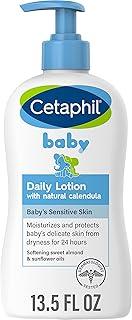 Cetaphil Baby Daily Moisturizing Lotion 400ml with Organic Calendula for Face & Body, Moisturizer for Kids