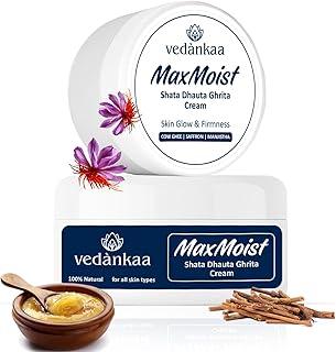 Vedànkaa Max Moist Shata Dhauta Ghrita - Ayurvedic 100 Times Washed Desi Cow Ghee Moisturizer for Dry, Oily Skin, Lightweight Day-Night Face Cream for Skin Glow & Firmness - 100g