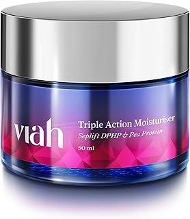 VIAH Anti Aging Face Moisturizer Cream for Women | Triple Action Moisturizer for Glowing Skin | Moisturiser for Tightening Skin, Remove Wrinkle & Fine Lines | Rejuvenates & Firms Aging - 50 ml