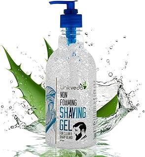 UNIKVEDA Hydrating n Nourishing Non Foaming Shaving Gel for Men With Aloe Vera n Glycerin, Transparent Shave Gel For Maximum Visibility n Smooth Beard Shaving, Vegan n Paraben Free, 450 Gm