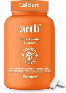Arth Bone Health Supplement with Coral Calcium (1000 mg) & Vitamin D3 Tablets (600 IU) with 60% More Absorption Power | Calcium Supplement to Support Strong Bones, Muscles & Joints | 60 Veg Tablets