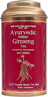 Sancha Tea Boutique, Ayurvedic Ginseng Tea, Indian Ginseng, Pure Ashwagandha Blend, 25 Pyramid Bags, Caffeine Free Herbal Tisane