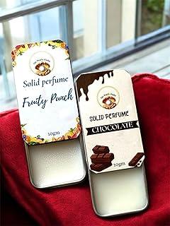 The Pearls Studio Solid Perfume Combo – Fruity Punch & Chocolate | Long-Lasting Natural Fragrance Balm for Men & Women | Alcohol-Free & Skin-Friendly | Pocket-Sized 10gm Travel Tin | Sweet & Unique Scent for Daily Use |