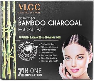 VLCC Activated Bamboo Charcoal Facial Kit - 60g For Purified, Balanced & Glowing Skin | Helps Purify Skin, Control Blemishes and Acne | With Activated Charcoal, Vitamin B3, Neem Bark & Clove Extracts