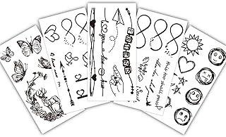 S.A.V.I 5 Sheets Black Temporary Tattoos for Women & Girls – Safe Non-Toxic Waterproof Body Art Stickers – Small Minimalist Design, 10.5x6cm – Easy to Apply & Remove, Stylish Fashion Accessory (61)