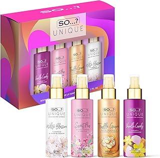 So…? Unique Women's Mini Body Mist 200Ml | Gift Set 4 X 50Ml | Fresh Long Lasting Body Spray Mist | Mix & Match Your So Unique Scents | Uk's No 1 Body Mist