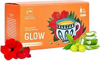 OH CHA - Skin GLOW Tea | Green Tea for Weight Loss, Skin Care and Healthy Hair with Hibiscus, Rose, Indian gooseberry, Aloe Vera | Restores, Energizes and Soothes | 20 Green Tea Bags