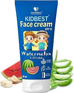 Healthbest Kids Face Cream SPF 15, 50ml - Baby Cream For Kids 3-13 years - Sensitive Skin Lotion - Suitable for All Skin Type - Tear, Paraben & SLS-Free Watermelon Flavor