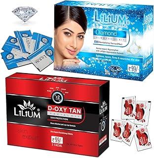 Lilium Diamond & D-Oxy Tan Facial Kit Pack of 2 For Nourishes The Skin & More Effective Anti Sun Tan, 60g