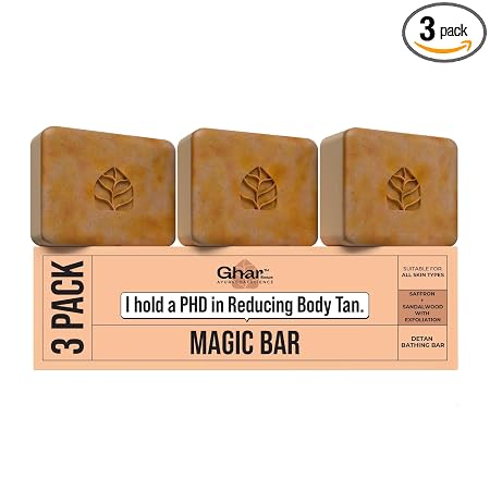 Ghar Soaps Sandalwood & Saffron Magic Bar For Bath (300 Gms Pack Of 3)
