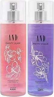 AND Dainty Glam & Pretty Vogue Pack Of 2 Body Mist, 200ml Each Long Lasting Scent Spray Gift For Women Perfume Crafted By Ajmal - Floral