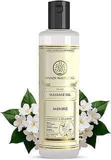 Khadi Natural Ayurvedic Jasmine Massage Oil | Stress Relieving, Aromatherapy Benefits | Soothes Aches and Pains | Suitable for All Skin Types | 210ml