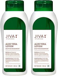 Jiva Aloe Vera Lotion 200ml | 100% Pure & Natural | Non-Sticky Fast Absorbing Formula Provides 24H Deep Moisturization, Prevents Dryness & Keeps Refreshed | Ideal For All Skin Types (Pack of 2)