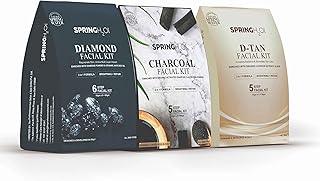 SPRING H2O Facial Kits Packs – D-Tan, Charcoal & Diamond – Complete Skin Care Set
