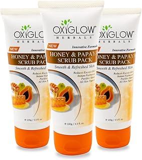 OxyGlow Herbals Honey & Papaya Enzymes Scrub Pack|Enriched with Papaya Enzymes|Remove Dead Skin|Remove Blackheads|Deep Pore Cleanser| 100Gram(Pack of 3)