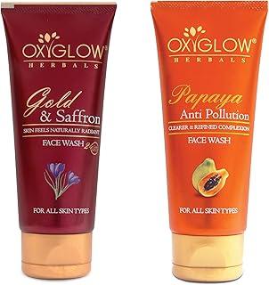 OxyGlow Herbals Gold & Saffron Face Wash 100 gm Naturally Radiant & OxyGlow Herbals Papaya Face Wash 100 Gm (Combo Pack)