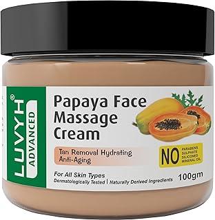 Luvyh Papaya Hydrating Face Massage Cream (100g) Skin Brightening Moisturizing Light Weight Formula, Helps Reduce Dark Circles & Visibly Clears Skin, Natural, No Parabens & Sulphates
