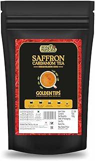 Golden Tips Saffron(Kesar) Cardamom (Elaichi) Exotic Indian Masala Chai CTC Black Tea (40 Cups), 100 g