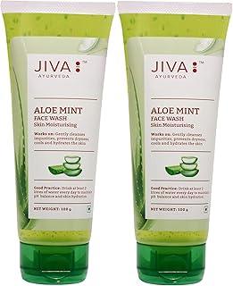 Jiva Aloe Mint Facewash 100gm | 100% Pure & Natural | Deep Cleanses Pores, Hydrates Skin & Reduces Sebum Production | Prevents Acne, Blemishes, Blackheads, Pimples & Breakouts (Pack of 2)
