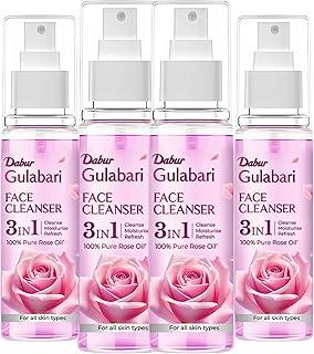 Dabur Gulabari Rose Glow Face Cleanser - 400ml (100ml*4) | Gentle Cleanser for All Skin Types | Cleaner, Balanced & Hydrated Skin