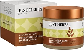Just Herbs Ayurvedic Herbal Nourishing Face Moisturizing Massage Cream with Ashwagandha & Neem for Men & Women Pack of 3