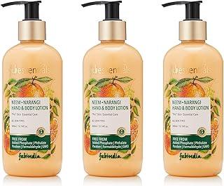 Fabessentials Neem Narangi Hand & Body Lotion | infused with Shea Butter & Cocoa Seed Butter | Moisturises & Softens Rough Skin, Hand & Nail Cuticles - 300 ml x Pack of 3
