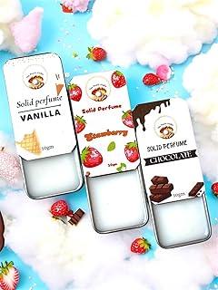The Pearls Studio Natural Solid Perfume Pack | Sweet & Fruity Scents (Vanilla, Strawberry, Chocolate) | Mini Perfumes for Girls, School & Office Use | No Spill, Pocket Size | 30gram Total |