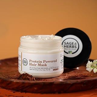 Sage & Herbs Protein Powered Hair Mask, Silk & Wheat protein With Amrantha | Intensive Hair Repair | Ideal For Hair Fall Control | For All Dry, Fizzy, Thin Hair- 100ml