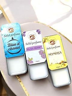 The Pearls Studio Floral Solid Perfume Set | Premium Long-Lasting Natural Scents | Blue d Chaneell, Musk Berry, Mimosa | Gift for Women | Portable, Travel-Friendly | 10gm x 3 |