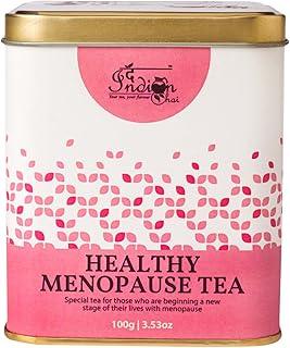 The Indian Chai – Healthy Menopause Tea 100g with Raspberry Leaves, Red Clover Flower, Vetiver Root, Guggul etc for Mood Swings, Irritability, Hot Flashes & Night Sweats Relief, Herbal Tea