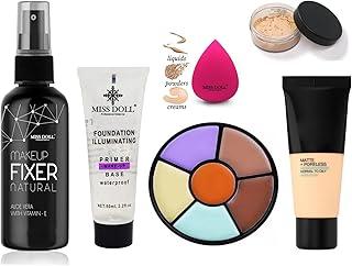GI STORE 6 In 1 Pro Concealer Palette Waterproof Concealer - Foundation, Primer, Liquid Concealer,Loose Powder Compact Powder & Makeup Fixer (Setting Spray) - NEW Face Makeup Combo - Complete Makeup