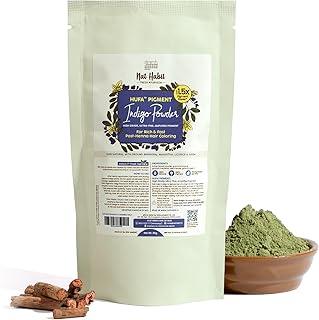 Nat Habit Organic Indigo Powder, Natural Hair Color for Black Hair, HUFA, Indigo Leaf Powder for Rich and Fast Post-Henna Coloring, Chemical Free (Pack of 1 X 85g)