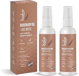 BAKE Rosemary Oil Hair Growth Serum Spray with Rice Water & Methi Dana | For Hair Fall, Hair Regrowth & Keratin Treated | Strengthen Hair Follicles | For Women & Men | 100ml (Rosemary Spray - 100ml Pack of 2)