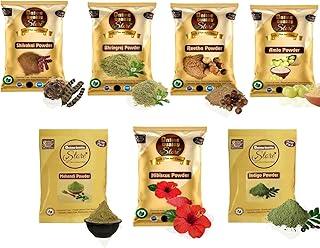 Online Quality Store Reetha (50g) + Amla (50g) + Shikakai (50g) + Bhringraj (50g) + Hibiscus (50g) + Mehandi (50g) + Free Indigo (50g) Powder For Hairs, 350 g