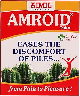 AIMIL Amroid Tablets - 30 Tablets | For Piles | Relieves Pain, Itching & Bleeding