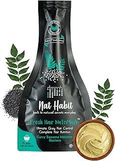 Nat Habit Curry Sesame NutriMask Fresh Hair Mask For Grey Hair, Conditioning, Smoothening, Strengthen & Shine, Suitable For All Hair & Scalp Types (Pack of 1)