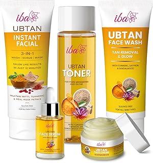 Iba Ubtan Radiance Skincare Kit for Glowing Skin | Removes Tan & Radiant Skin | Skin Care Regime (Face Wash (100ml), 3 in 1 Instant Facial (100g), Cream (50g), Toner (130ml), Serum (30ml))