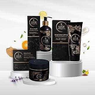 ADOR BEAUTY COSMETIC 3-in-1 Skin Brightening & Protection Set – Exfoliating Body Scrub, Nourishing Body Wash & SPF 40 Sun Defense Lotion – Infused with Niacinamide, Glycolic Acid & Vitamin C – 200ml + 200gm