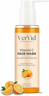 Vervid Vitamin C Face Wash for Brighter Radiant Skin – Deep Cleansing Gentle Face Cleanser with Fruit Extracts – Soothes Skin – Suitable for All Skin Types – 100ml