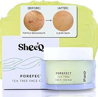 Sheeq Porefect Tea Tree Face Cream | 15ml | Fights Acne & pimples | Non-greasy | Ideal for Indian skin & climate | 2% Tea Tree Oil | Made for Indian Skin | Enriched with Avocado extracts and Vitamin E