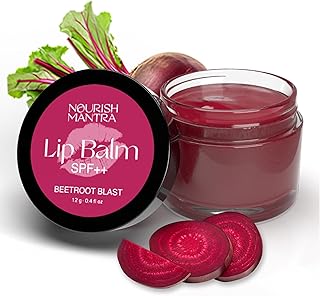 Nourish Mantra Beetroot Blast Lip Balm with SPF/Formulated with Beetroot Extracts, Olive Oil, Shea Butter, Vitamin E, and