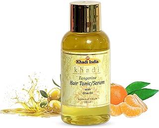 KHADI INDIA Tangerine Hair Tonic/Serum with Olive Oil – Strengthens, Nourishes & Moisturizes Hair, Prevents Frizz & Knots | All Hair Types, Suitable for Men & Women - 60ml