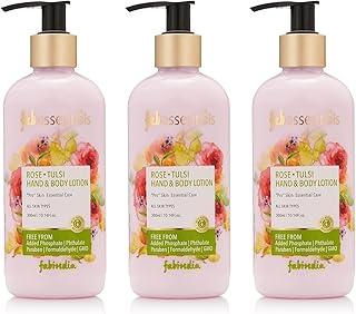 Fabessentials Rose Tulsi Hand & Body Lotion | infused with Shea Butter | Moisturises & Softens Rough Skin, Hand & Nail Cuticles - 300 ml x Pack of 3