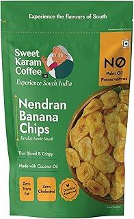Sweet Karam Coffee Nendran Banana Chips – 95 grams | Made with 100% Coconut Oil | No Preservatives | Kerala Special Crispy, Thin Sliced Yellow Plantain Wafers | Healthy Tea Time Snack
