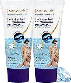 Aryanveda Diamond Hair Removal Cream With Whitening Effects For Sensitive Skin, Easy Hair Removal With Brightening Effect 60g (Pack of 2)