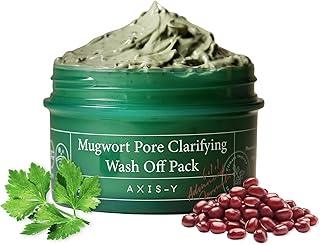 AXIS-Y Mugwort Pore Clarifying Wash Off Pack - Face Exfoliator Targets Clogged Pores, Whitehead & Blackhead Remover - Vegan Korean Skin Care Glass Skin Clay Mask - 100 ml