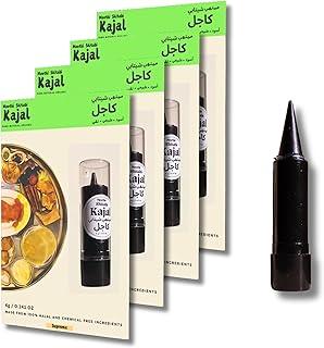 Meethi Shitabi Supreme Kajal Stick – Safe Traditional Kohl for Eyes | Dawoodi Bohra Shitabi Kajal | 24 Hr Waterproof & Smudge-Proof | With Cow Ghee, Almond Oil, Camphor | Halal Certified | Pack of 4, 2.7g Each | Gentle & Chemical-Free