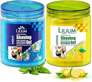 Lilium Moisturizing Non Foaming Shaving Gel, Mint and Lemon, Pack of 2, 500ml Each, Intense Hydration, Effortless Grooming, Gentle on Skin, Smooth & Close Shave